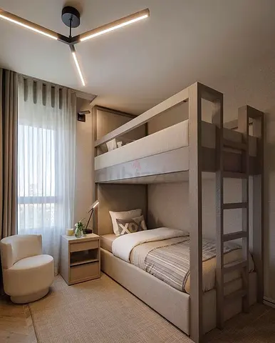 Solid Wood Bunk Bed with Trundle in Light Grey