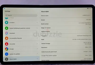 HONOR PAD 8 ( 10GB RAM / 256 STORAGE/ 12.5 INCH- WIFI