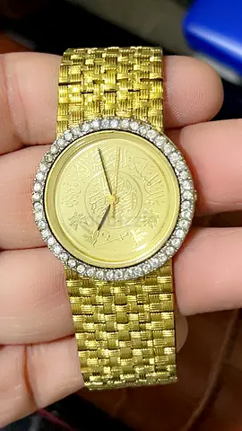 Gold plated Saudi Coin Dial Ladies Watch with Crystal Bezel