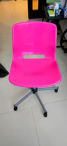 Pink Swivel Desk Chair on Rolling Base - Good Condition