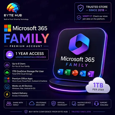 ☁️ Microsoft 365 Family – 1 Year | Premium Account