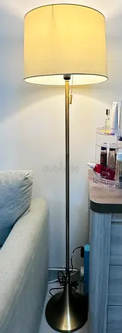 Brass Floor Lamp with Fabric Shade - Good Condition