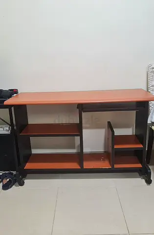 Wooden Study/Computer Table with Multiple Shelves