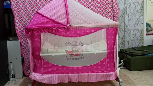 Pink Portable Baby Playpen / Crib - Good Condition