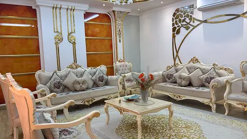Ornate Classic Living Room Sofa Set with Coffee Table - Good Condition