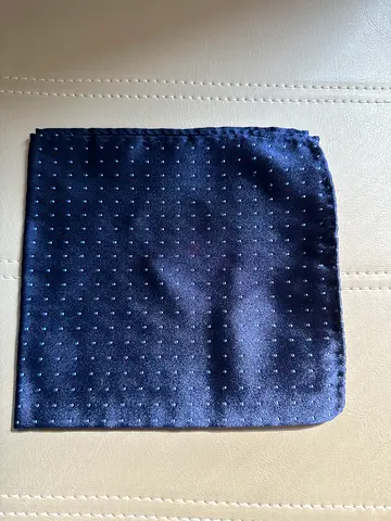 Navy blue dotted silk pocket square / handkerchief