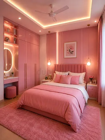 Pink upholstered bed king size for luxury life