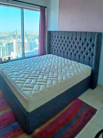 Queen size tufted upholstered bed frame - good condition