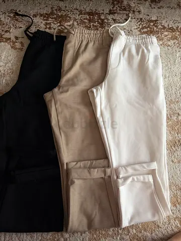 Set of 3 original Zara Casual Jogger Pants - Black, Beige, White - Size ( S )