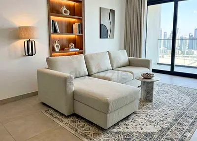 Modern Beige L-Shaped Sofa bed with Chaise Lounge