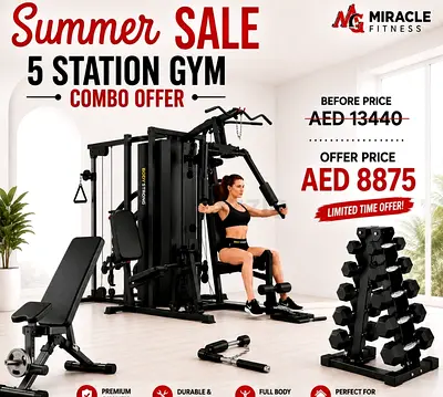 Miracle Fitness 5 Station Multi Home Gym Combo Set