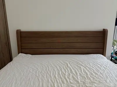 Queen Wooden Bed Frame with Headboard - Light Brown [WITHOUT MATTRESS]