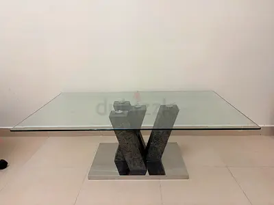 Like New Glass Coffee Table Large with Steel Base