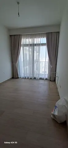 Beige floor-to-ceiling curtains with sheer voile - set of fitted panels