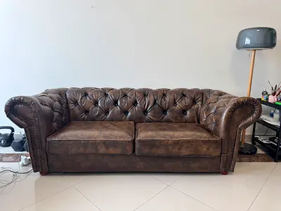 Brown Leather Chesterfield Sofa