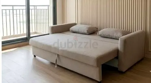 Beige Fabric Sofa Bed - Pull-out, Good Condition