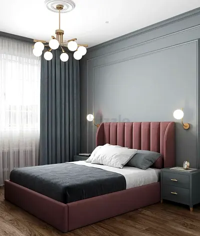 Upholstered Platform Bed with Padded Headboard - Double/Queen