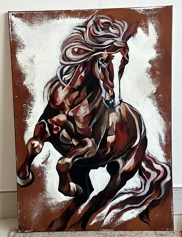 Original Hand-Painted Oil Painting on Canvas – Horse – 50 × 70 cm