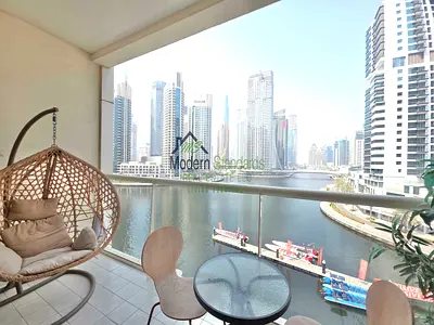إطلالة على المارينا | شقة بغرفة نوم واحدة | مفروشة | شرفة