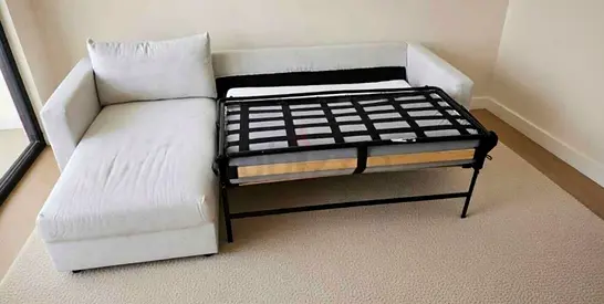 Modern beige L-Shaped Sofa Bed with storage