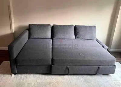 Grey Fabric Sleeper Sofa with Storage