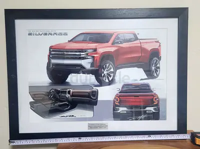 Framed Chevrolet Silverado Concept Art – 70th Anniversary GM Edition (74 x 54 cm)