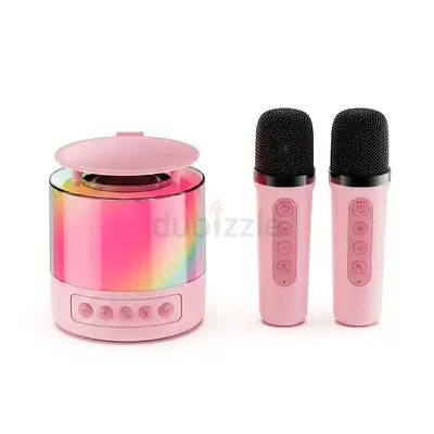 Portable Bluetooth Karaoke Speaker with 2 Wireless Mics - Pink