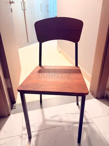 Wooden seat with metal frame dining chair - 4 pieces