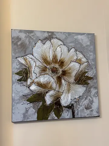 Large Floral Textured Canvas Painting
