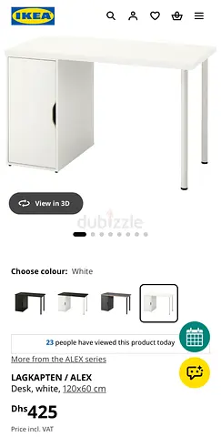 IKEA ALEX/LAGKAPTEN Desk 120x60 cm - White
