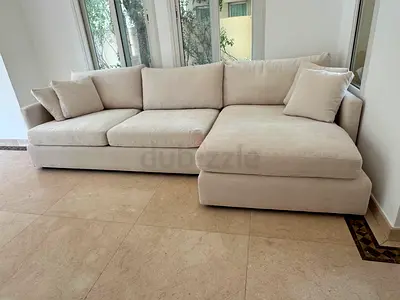 Crate&Barrel _____ Lounge Deep feather filled L Shape Sofa Beige