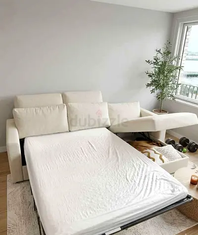 Modern Beige L-Shaped Sofa Bed with Storage