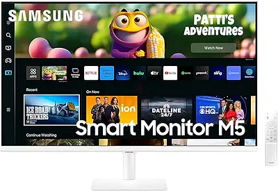 Samsung M5 White 27 Inch Smart Monitor Full HD Tizen OS Remote Airplay