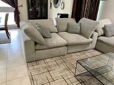 2 piece pan Emirates Pianca corner feather filled sofa