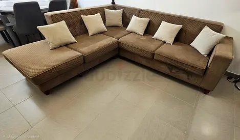Brown L-shaped Sofa