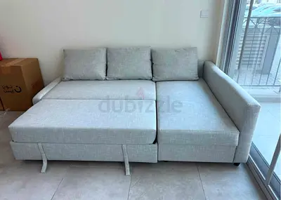 Light Grey L-Shaped Pull Out Sofa Bed