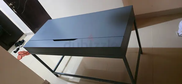 Minimalist Grey Writing Desk with Storage Drawer