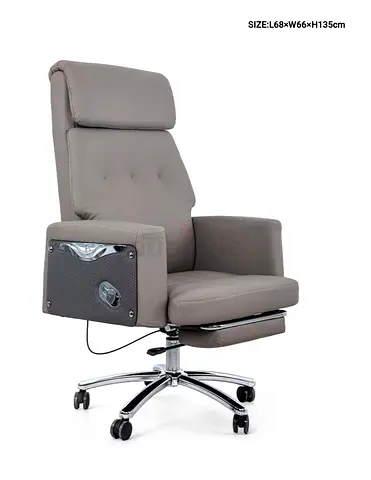 Grey High-Back Adjustable Office Chair with Footrest