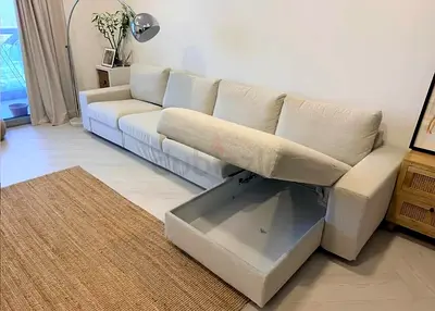 beige 4-seater sofa bed ikea vimle with storage, modern design