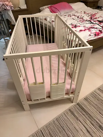 IKEA White Wooden Baby Crib - Good Condition