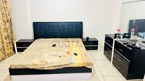 Distress sale-King size Bed with mattress and dressing table with mirror
