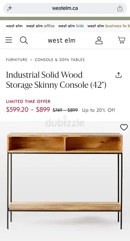 West Elm Solid Wood Storage Skinny Console Tables