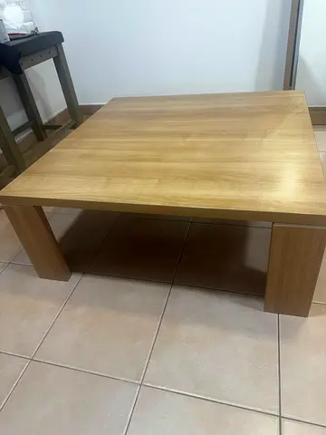Solid wood coffee table and mirror set light oak finish, good condition