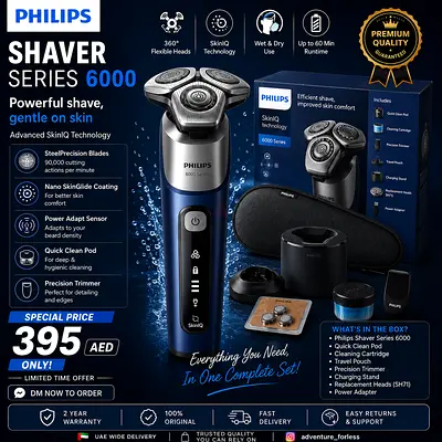 Philips Series 6000 Electric Shaver - Wet & Dry, SkinIQ (Like New)