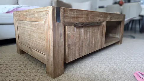 Rustic Wooden Coffee Table with Storage Drawer