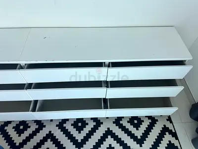White 6-Drawer Low Dresser / TV Console - Used