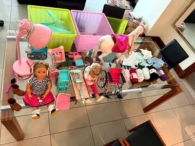 Girl dolls and accessories to be sold either single priced or all
