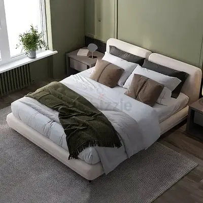 Dual tufted cushion headboard super king bed
