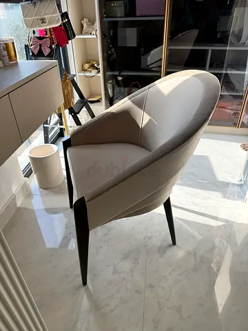 Cream Chair with Black Legs - Good Condition