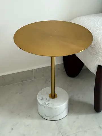 Modern Gold Accent Side Table with Marble Base